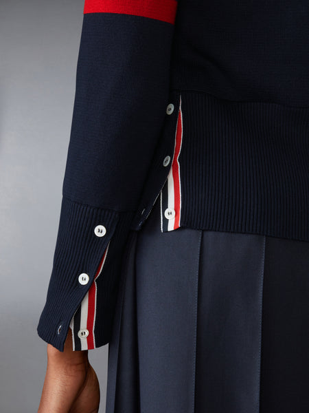 MILANO STITCH COTTON 4-BAR CARDIGAN NAVY