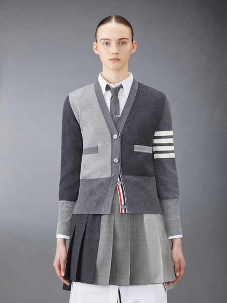 FUNMIX CREPE 4-BAR CARDIGAN TONAL GREY
