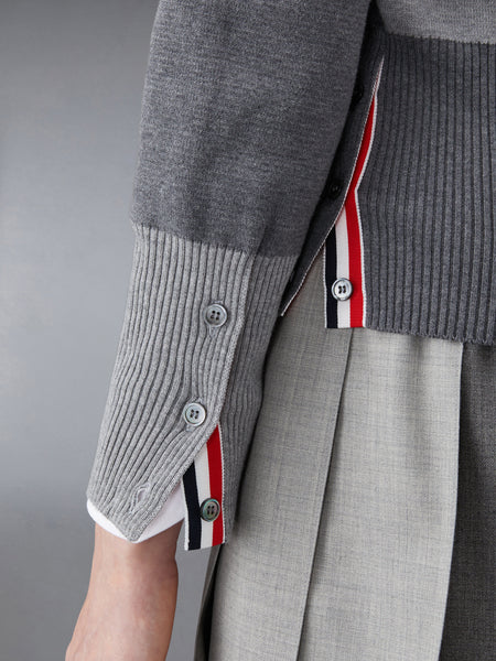 FUNMIX CREPE 4-BAR CARDIGAN TONAL GREY