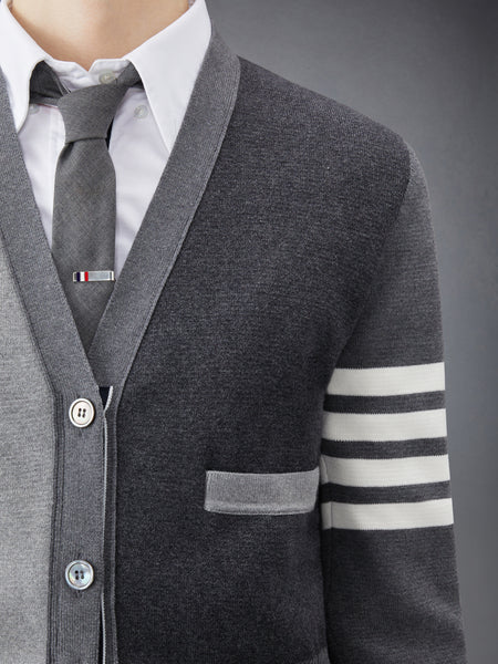 FUNMIX CREPE 4-BAR CARDIGAN TONAL GREY