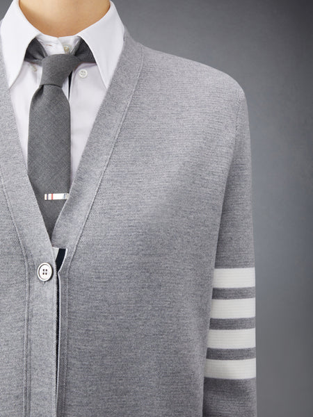 MERINO WOOL MILANO V-NECK LONG CARDIGAN LT GREY