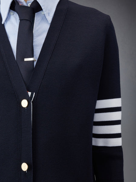 MERINO WOOL MILANO V-NECK LONG CARDIGAN NAVY