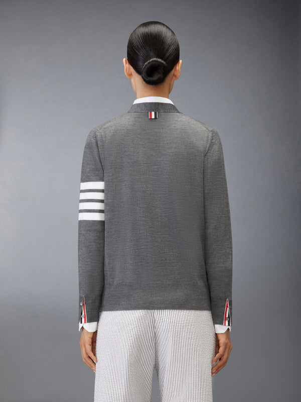MERINO WOOL 4-BAR RELAXED FIT V-NECK CARDIGAN - image 2