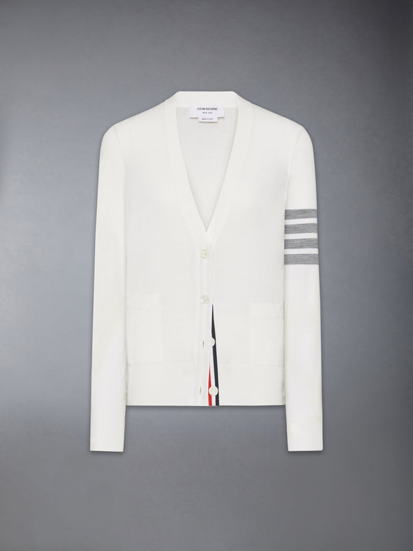 MERINO WOOL 4-BAR RELAXED FIT V-NECK CARDIGAN - featured image