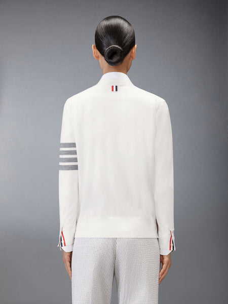 MERINO WOOL 4-BAR RELAXED FIT V-NECK CARDIGAN WHITE