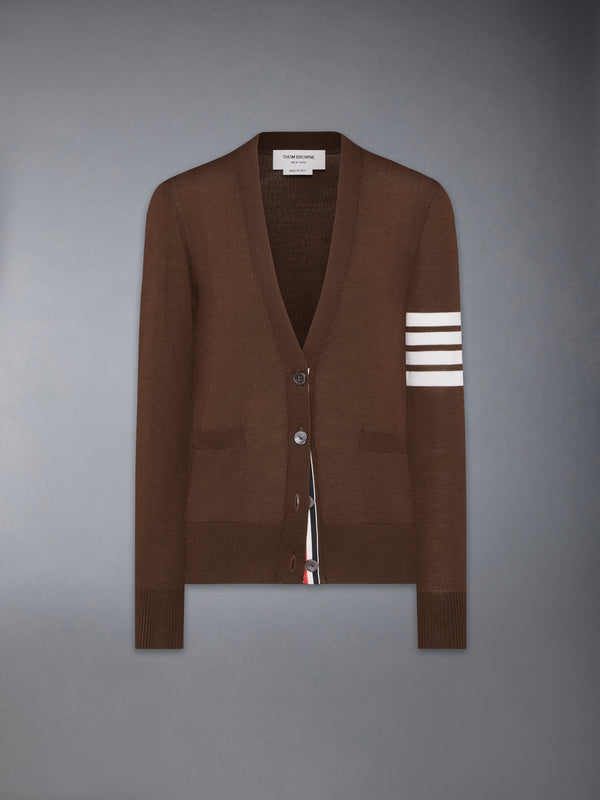 MERINO WOOL 4-BAR RELAXED FIT V-NECK CARDIGAN - featured image