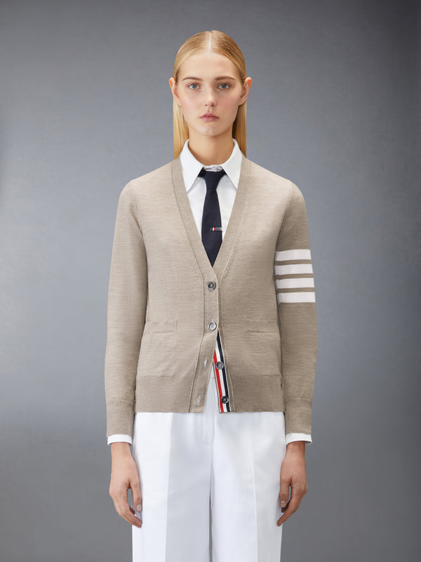 MERINO WOOL 4-BAR RELAXED FIT V-NECK CARDIGAN - image 1