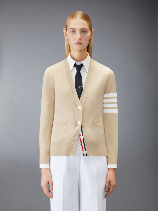 MERINO WOOL 4-BAR RELAXED FIT V-NECK CARDIGAN - image 1