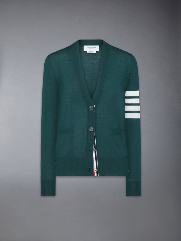 MERINO WOOL 4-BAR RELAXED FIT V-NECK CARDIGAN - featured image