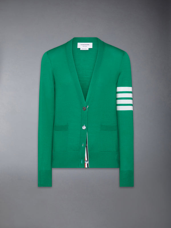 MERINO WOOL 4-BAR RELAXED FIT V-NECK CARDIGAN - featured image