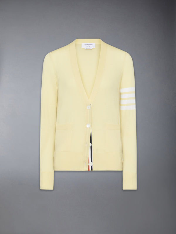 MERINO WOOL 4-BAR RELAXED FIT V-NECK CARDIGAN - featured image