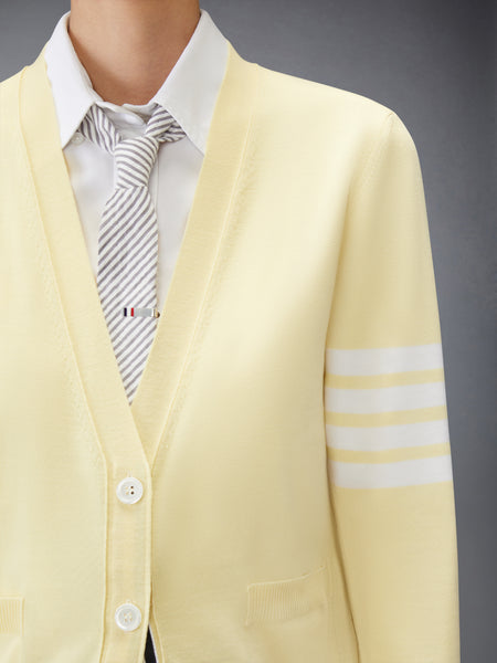 MERINO WOOL 4-BAR RELAXED FIT V-NECK CARDIGAN YELLOW