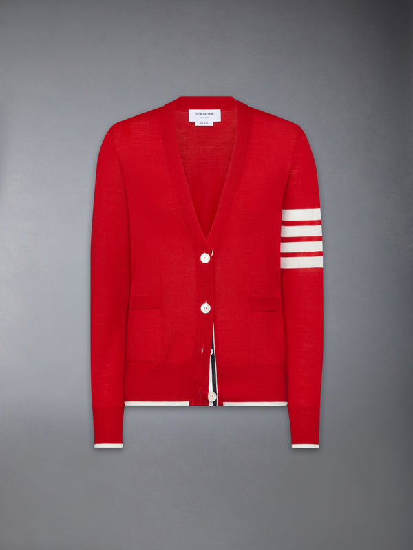 MERINO WOOL 4-BAR RELAXED FIT V-NECK CARDIGAN - featured image