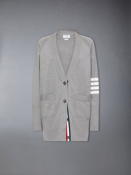 JERSEY STITCH COTTON 4-BAR EXAGGERATED FIT CARDIGAN LT GREY