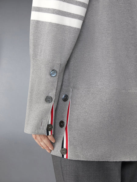 JERSEY STITCH COTTON 4-BAR EXAGGERATED FIT CARDIGAN LT GREY