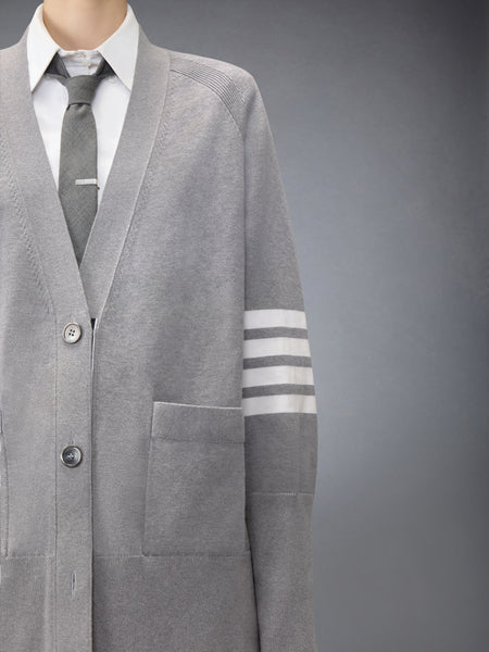 JERSEY STITCH COTTON 4-BAR EXAGGERATED FIT CARDIGAN LT GREY