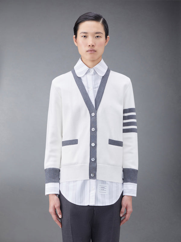 코튼 밀라노 앤 옥스포드 4-바 브이넥 카디건 셔츠 콤보 - featured image