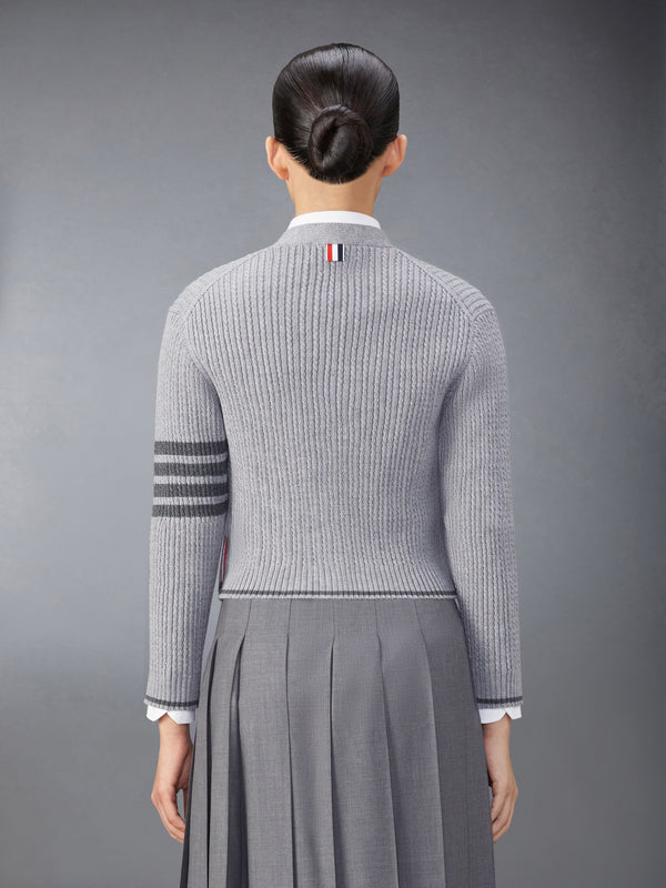 MERINO WOOL 4-BAR CROPPED CARDIGAN - image 2