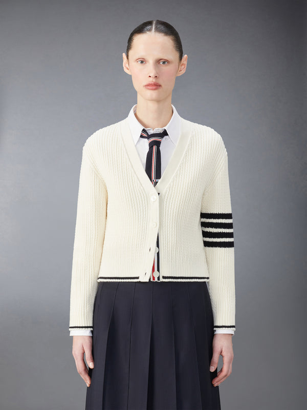 MERINO WOOL 4-BAR CROPPED CARDIGAN - featured image
