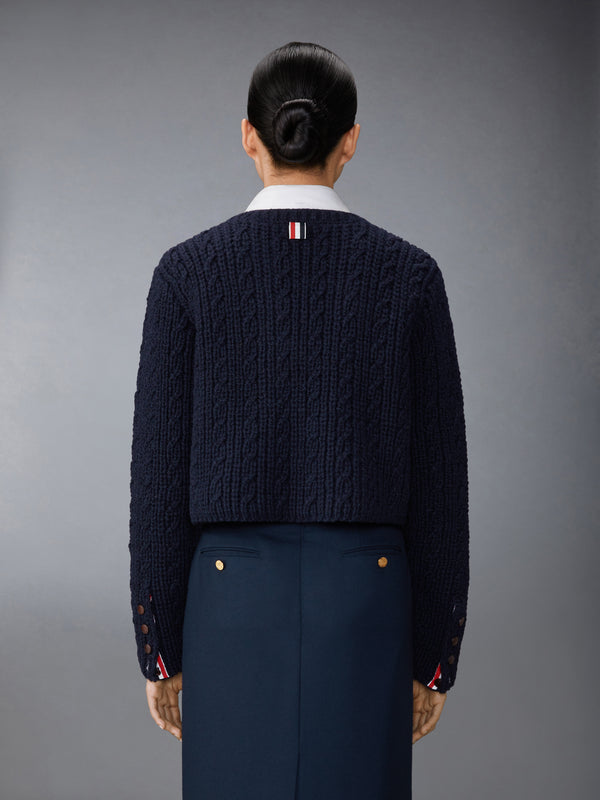 IRISH WOOL HANDKNIT CABLE STITCH SHORT CARDIGAN - image 2
