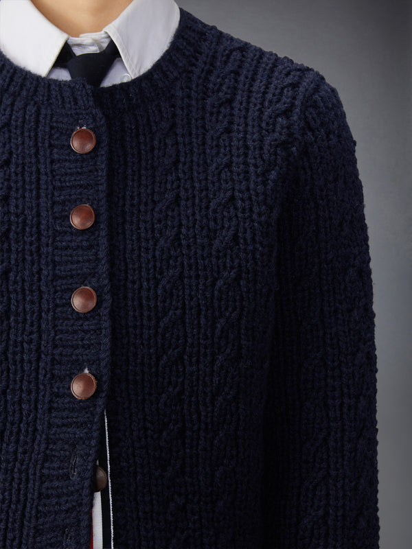 IRISH WOOL HANDKNIT CABLE STITCH SHORT CARDIGAN - image 6