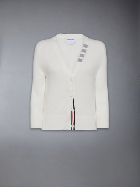 JERSEY STITCH 4-BAR CARDIGAN WHITE