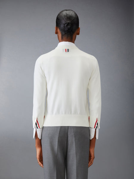 JERSEY STITCH 4-BAR CARDIGAN WHITE