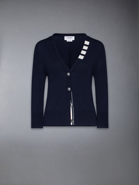 JERSEY STITCH 4-BAR CARDIGAN NAVY