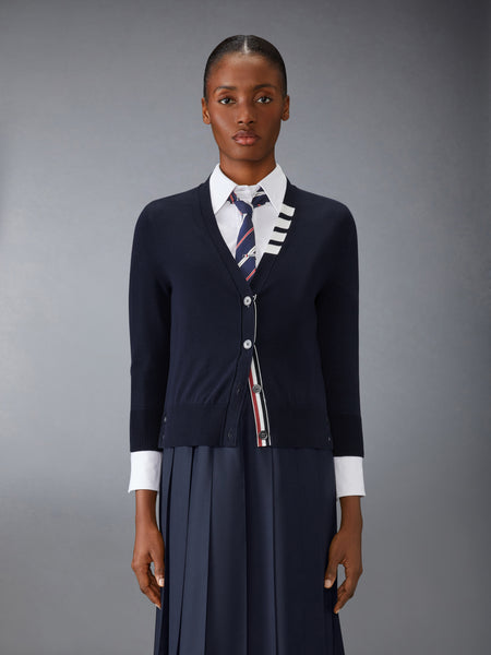 JERSEY STITCH 4-BAR CARDIGAN NAVY