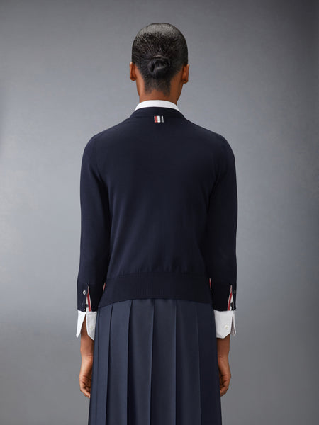 JERSEY STITCH 4-BAR CARDIGAN NAVY