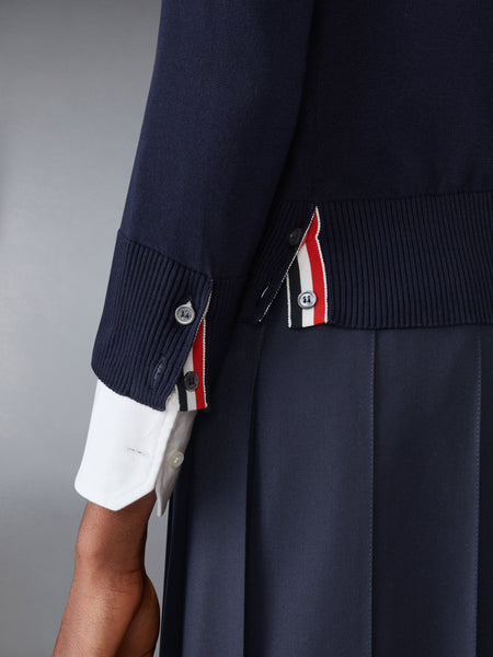 JERSEY STITCH 4-BAR CARDIGAN NAVY