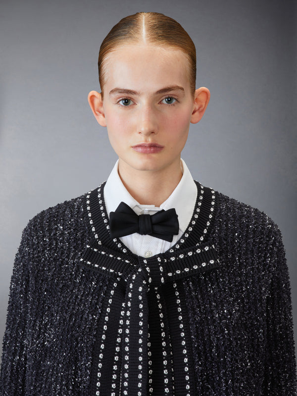 EYELASH TWEED JACQUARD NECK TIE CARDIGAN - image 4