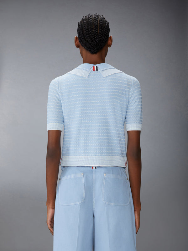 STRIPED TUCK STITCH SHORT SLEEVE CARDIGAN - image 2