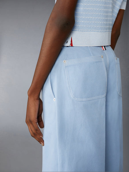 STRIPED TUCK STITCH SHORT SLEEVE CARDIGAN LIGHT BLUE