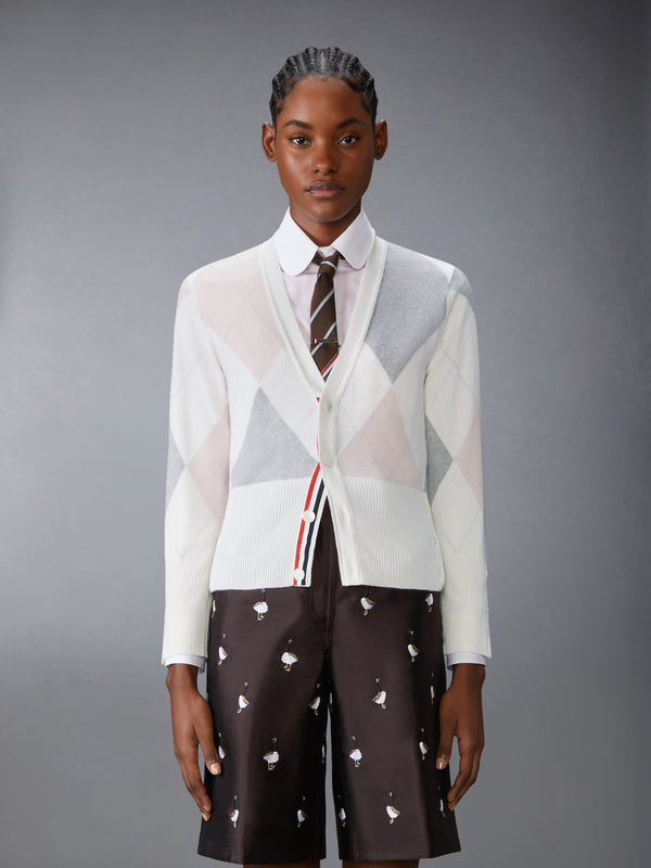 ARGYLE INTARSIA CASHMERE V NECK CARDIGAN - image 1