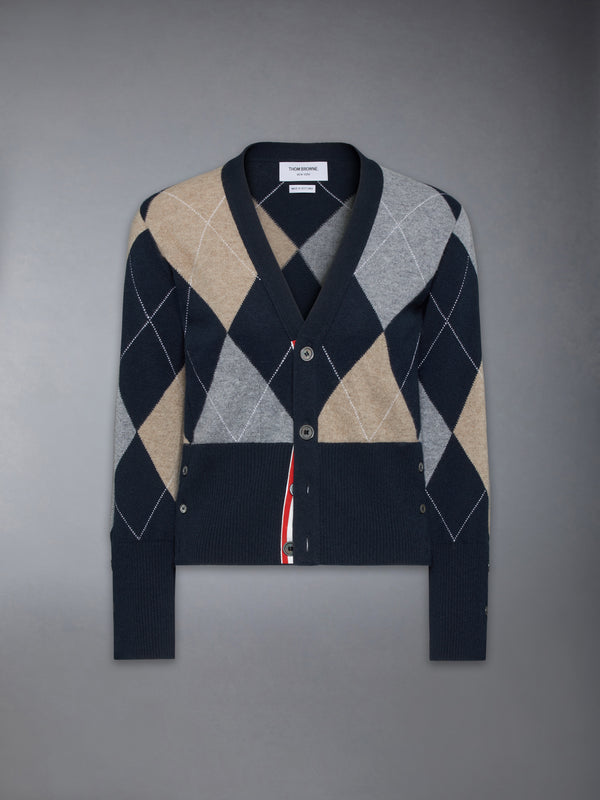 ARGYLE INTARSIA CASHMERE V NECK CARDIGAN - featured image