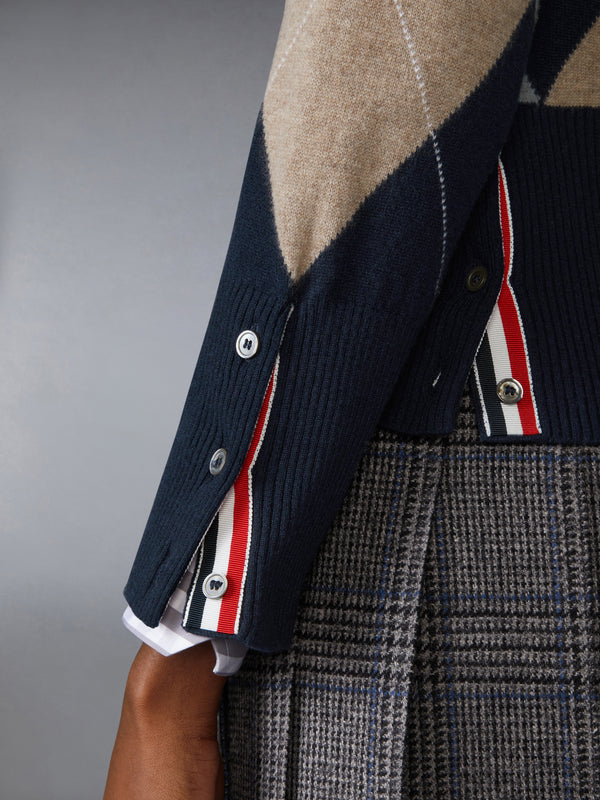 ARGYLE INTARSIA CASHMERE V NECK CARDIGAN - image 4