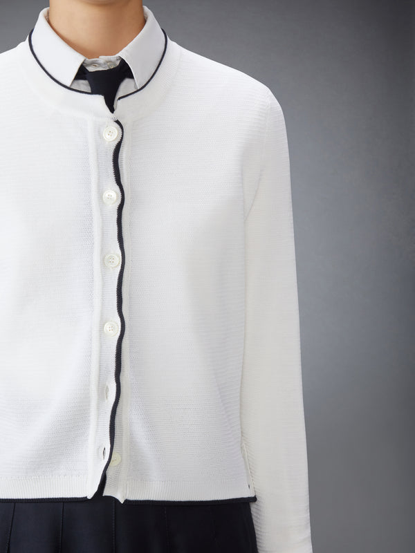 WOOL CREPE 4-BAR CREW NECK CARDIGAN - image 5