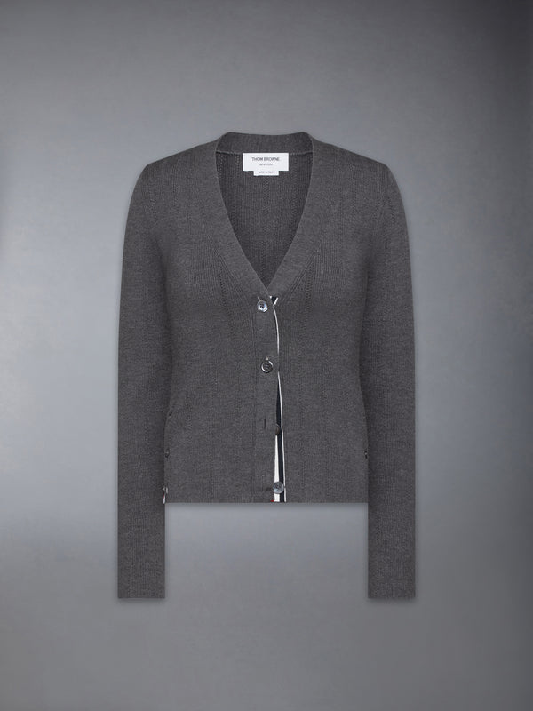 WOOL SILK POINTELLE V NECK CARDIGAN - featured image