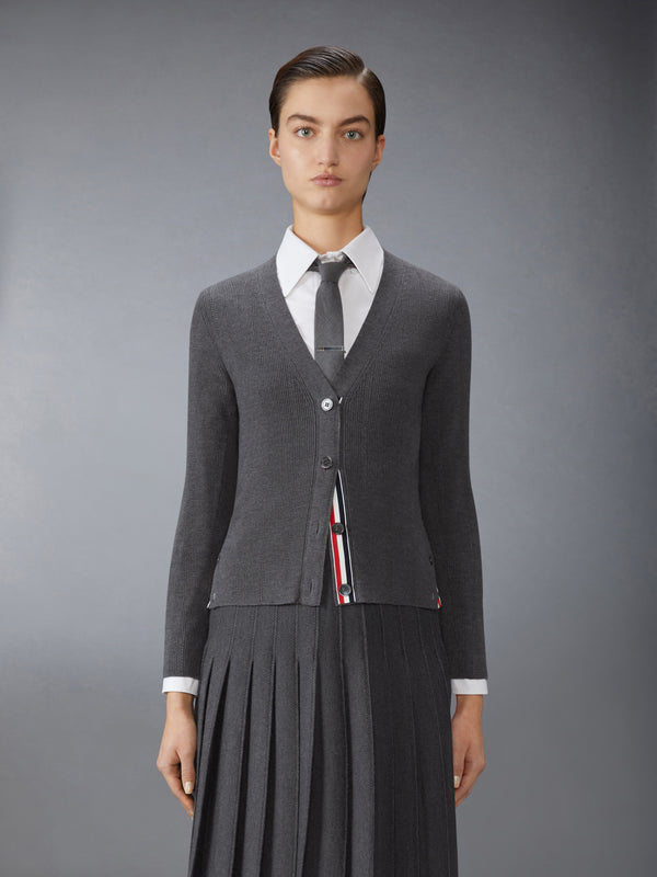WOOL SILK POINTELLE V NECK CARDIGAN - image 1