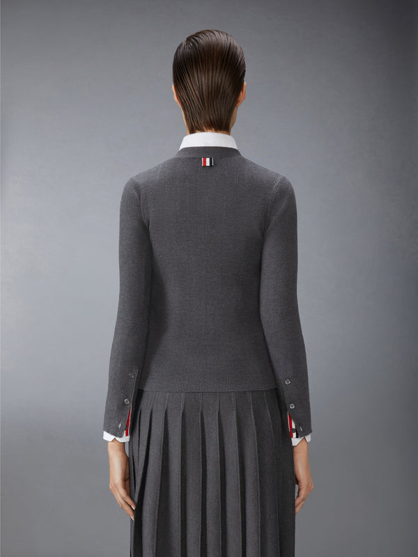WOOL SILK POINTELLE V NECK CARDIGAN - image 2
