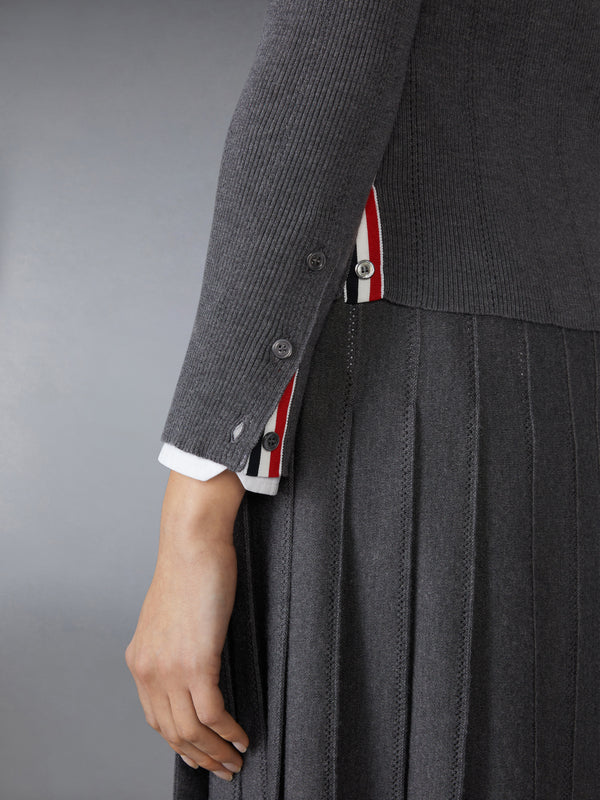 WOOL SILK POINTELLE V NECK CARDIGAN - image 4