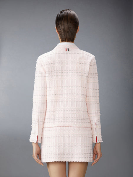 SEERSUCKER KNIT TWEED JACQUARD CARDIGAN LIGHT PINK