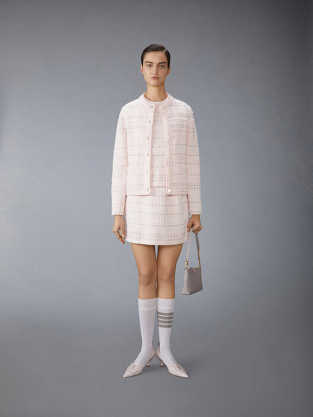 SEERSUCKER KNIT TWEED JACQUARD CARDIGAN LIGHT PINK