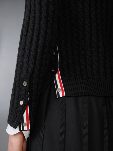 CASHMERE BABY CABLE STITCH CARDIGAN BLACK