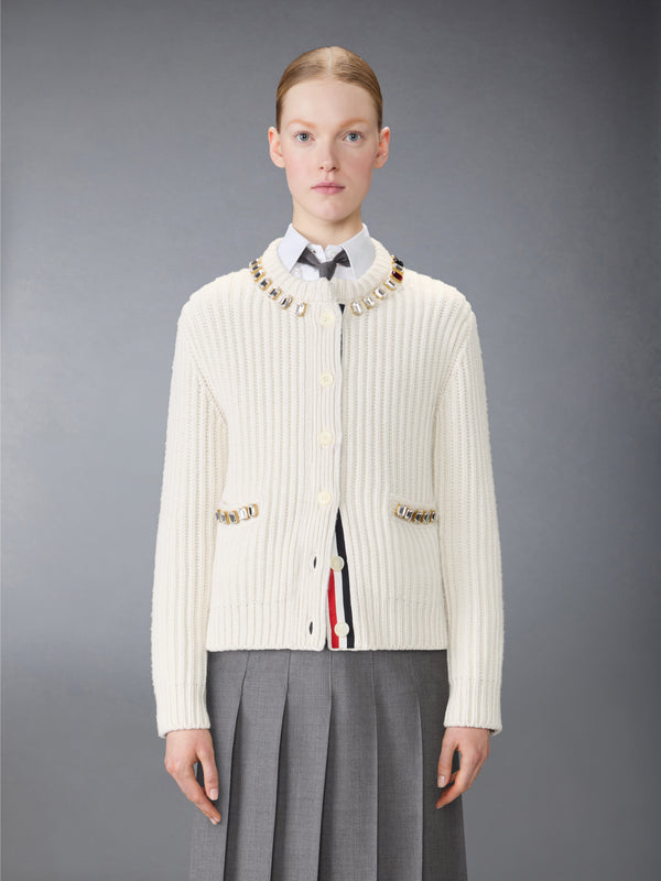 SWAROVSKI CRYSTAL HALF STITCH CASHMERE CARDIGAN - image 1