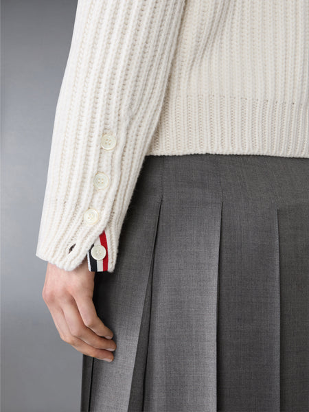 SWAROVSKI CRYSTAL HALF STITCH CASHMERE CARDIGAN WHITE