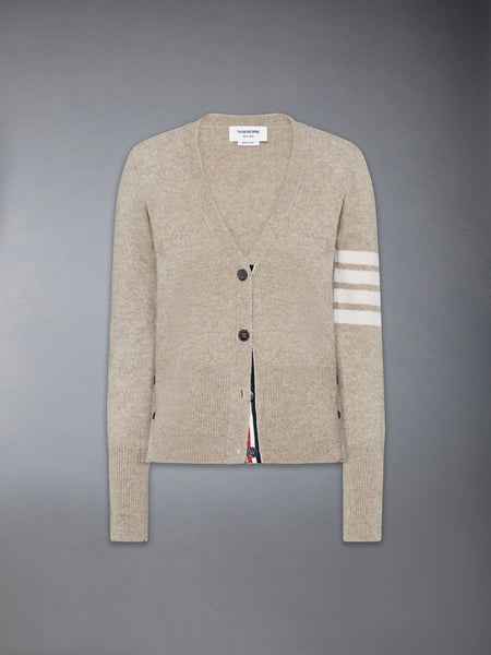 JERSEY STITCH SHETLAND WOOL 4-BAR CARDIGAN KHAKI