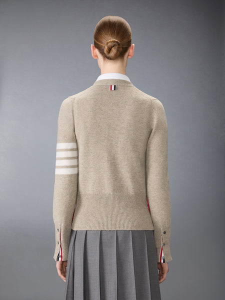 JERSEY STITCH SHETLAND WOOL 4-BAR CARDIGAN KHAKI