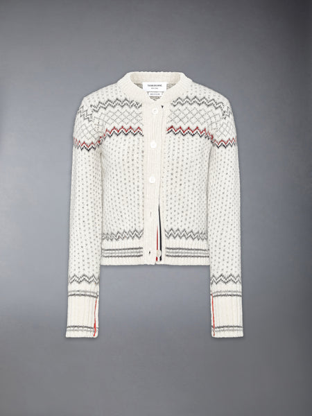 FAIR ISLE JACQUARD DONEGAL CROPPED CARDIGAN WHITE